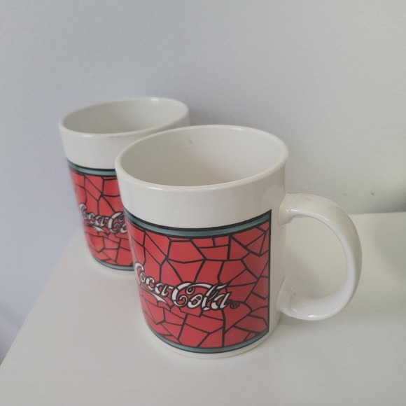Set of Vintage Coca Cola, Stained Glass Design, Coffee Mugs - Picture 4 of 6